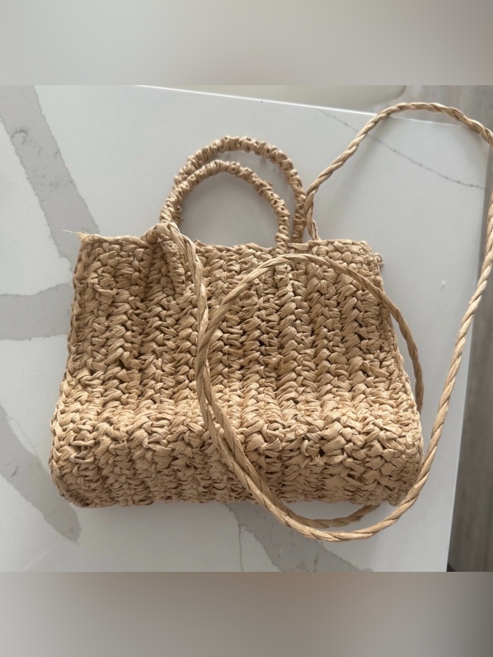Woven Straw crossbody Bag in Natural Tan